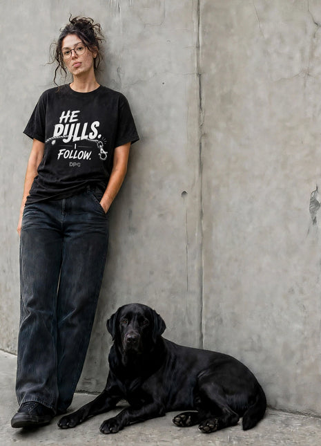 Dog Patrol Crew Funny Dog Walking Tee – He Pulls I Follow | Comfort Colors